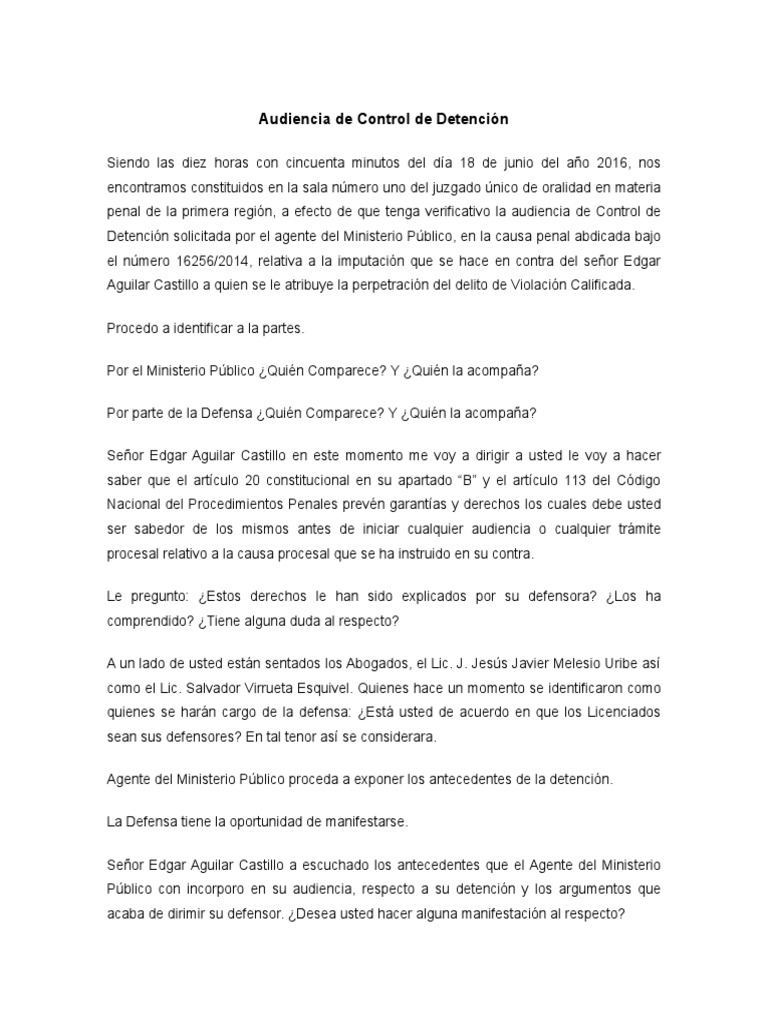 Audiencia de Control de Detención | PDF | Derecho penal | Ley procesal