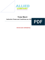 Term Sheet for Allied Company Investment