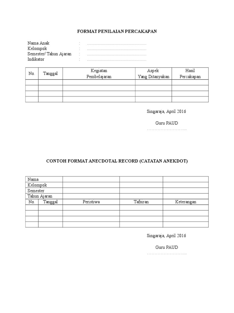 Format Penilaian Percakapan
