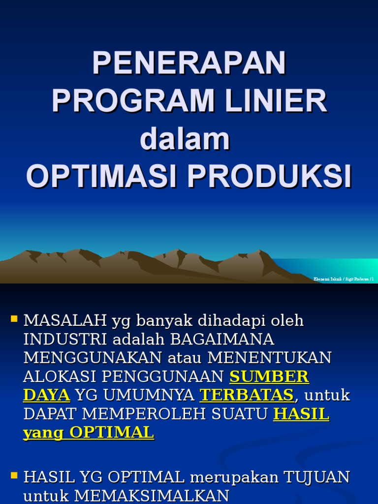 Optimasi Produksi dengan Program Linier | PDF