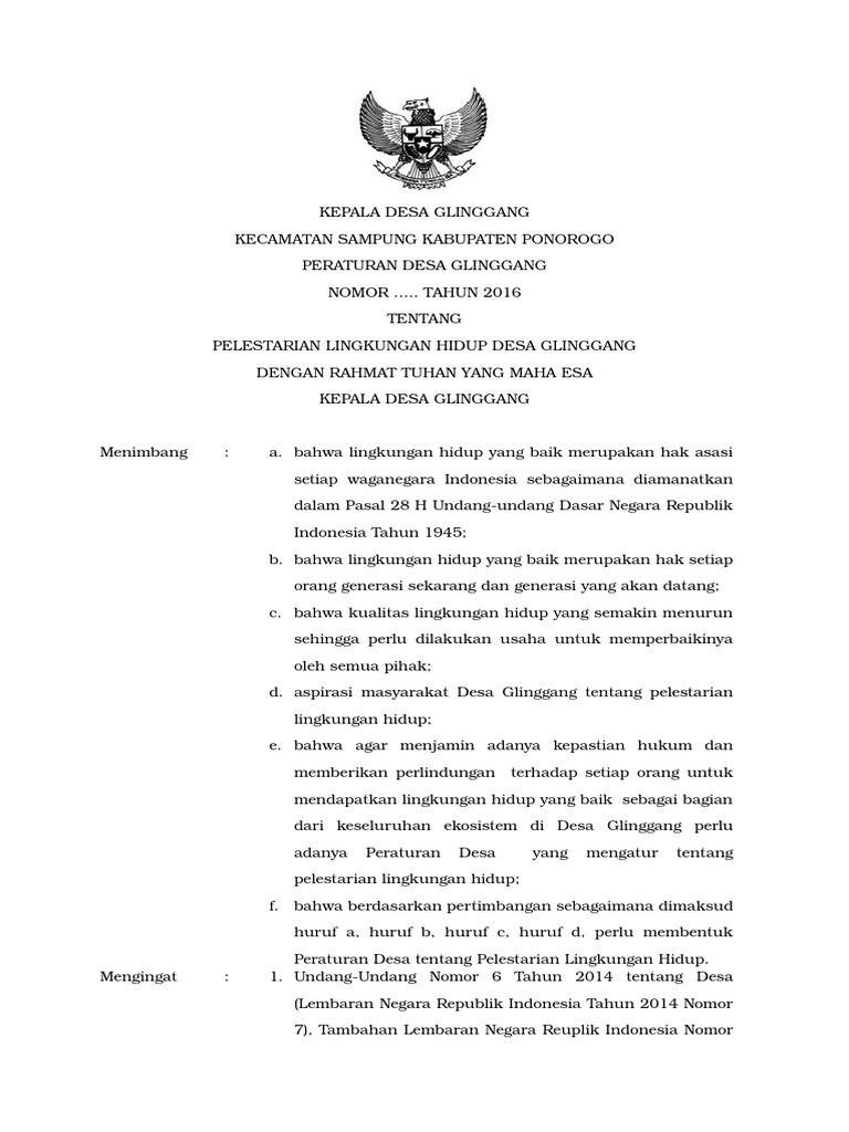 2. Perdes Pelestarian Lingkungan Hidup