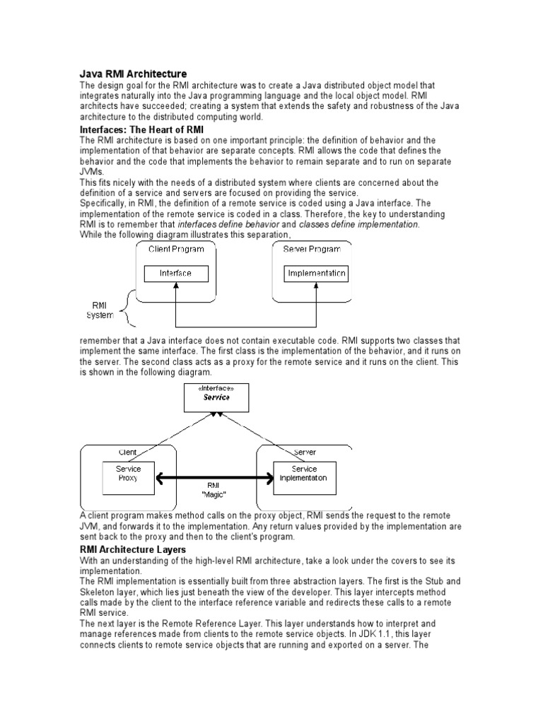 Java RMI Architecture PDF Java Virtual Machine Common Object