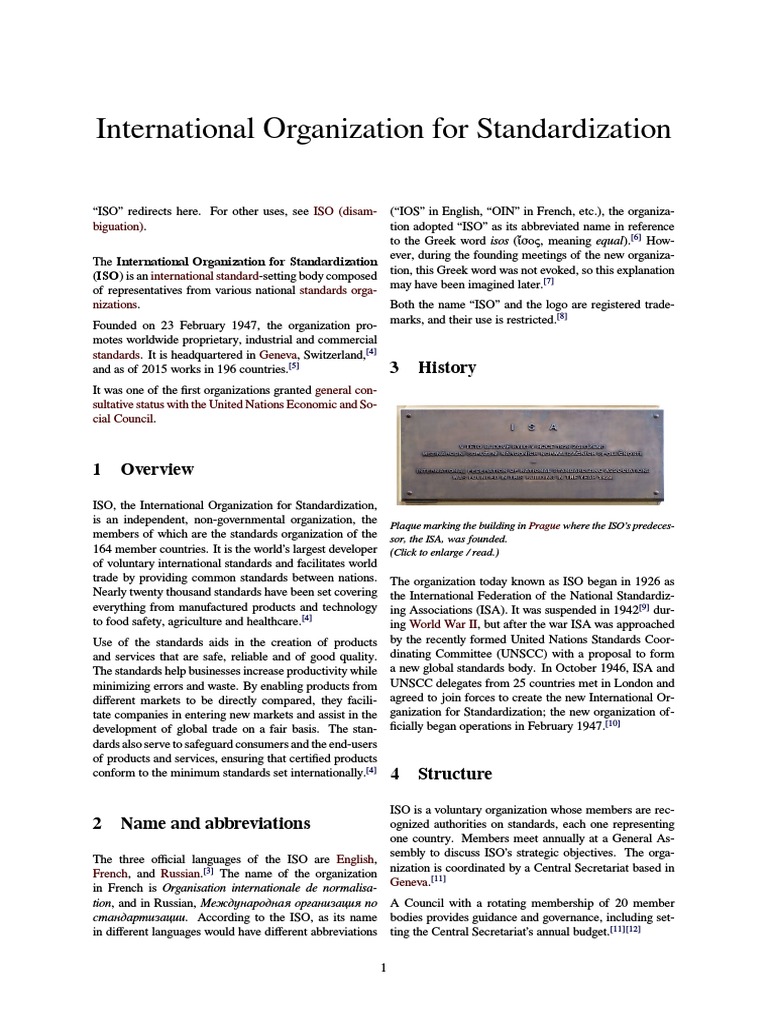 International Organization For Standardization | PDF | International ...