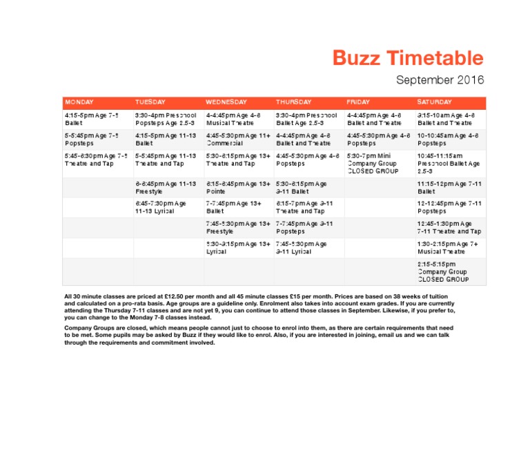 Timetable September 2016 | PDF