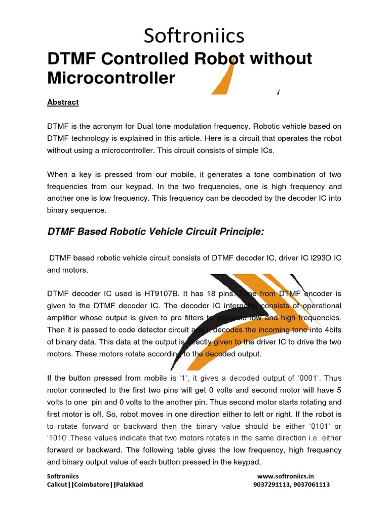 DTMF Robot Control Without Microcontroller | PDF | Operational ...