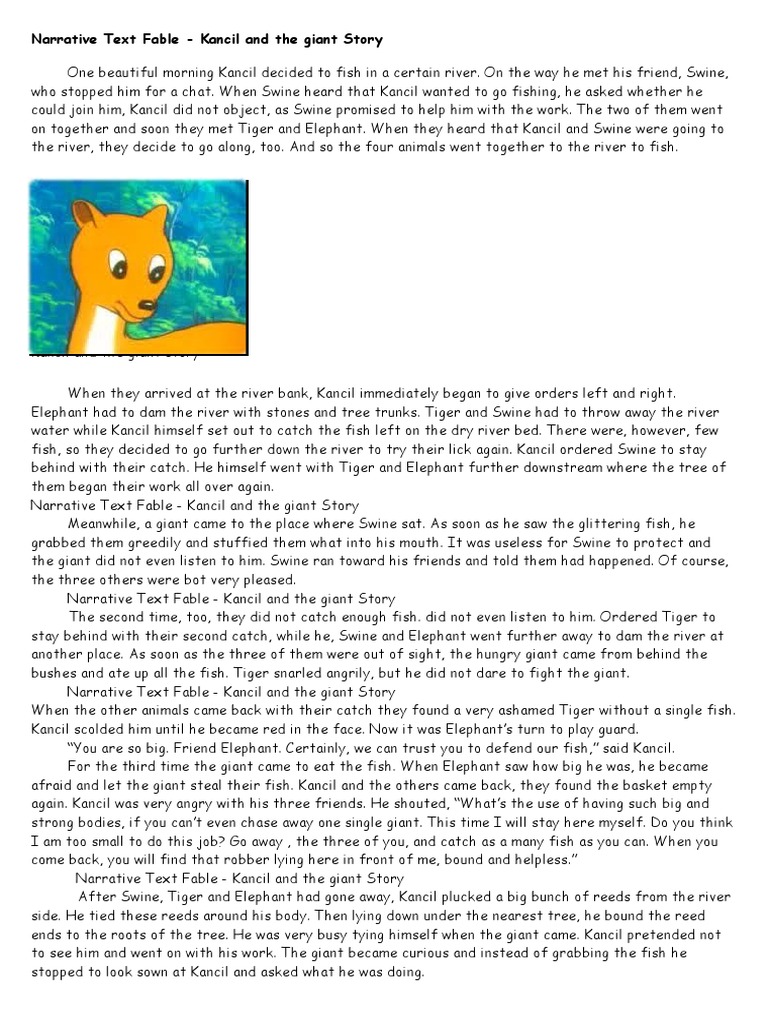 Narrative Text Fable Pinocchio