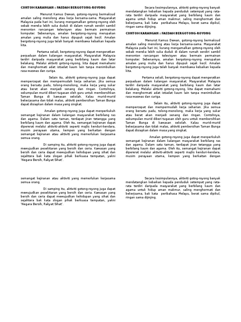 Contoh Karangan_faedah Gotong-royong