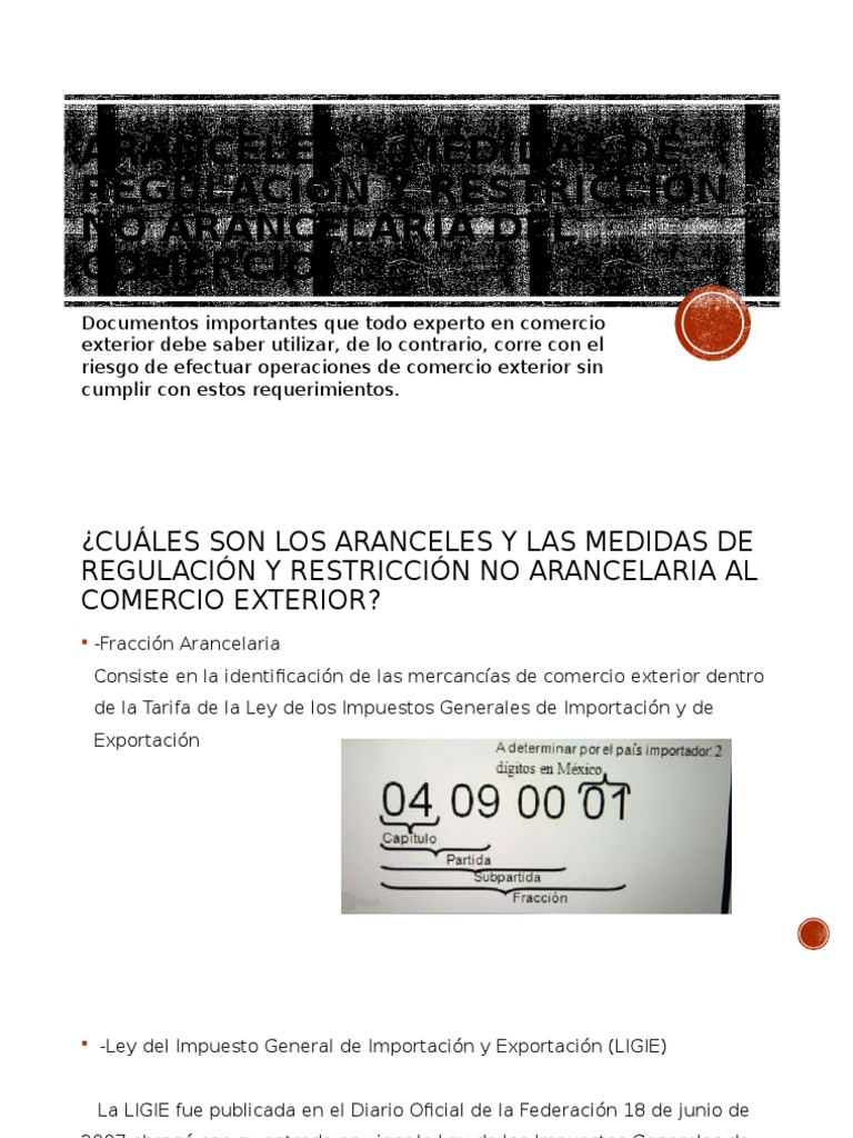 Aranceles y Medidas de Regulación y Restricción No