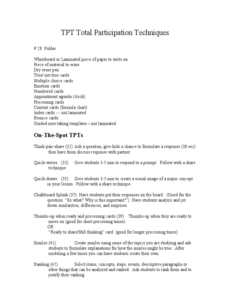 Total Participation Techniques Overview | PDF | Communication ...