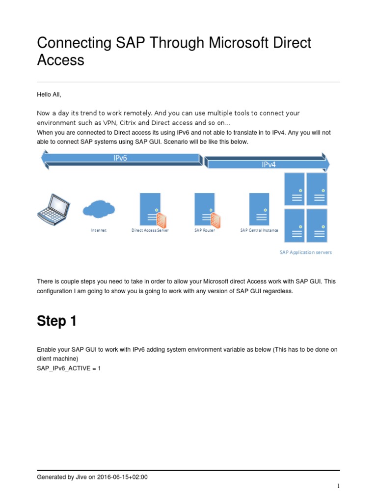 Connecting SAP Through Microsoft Direct Access PDF I Pv6 Load