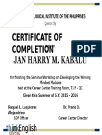 Winning Mindset Certificate