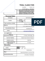 Trial Class Form: Personal Data