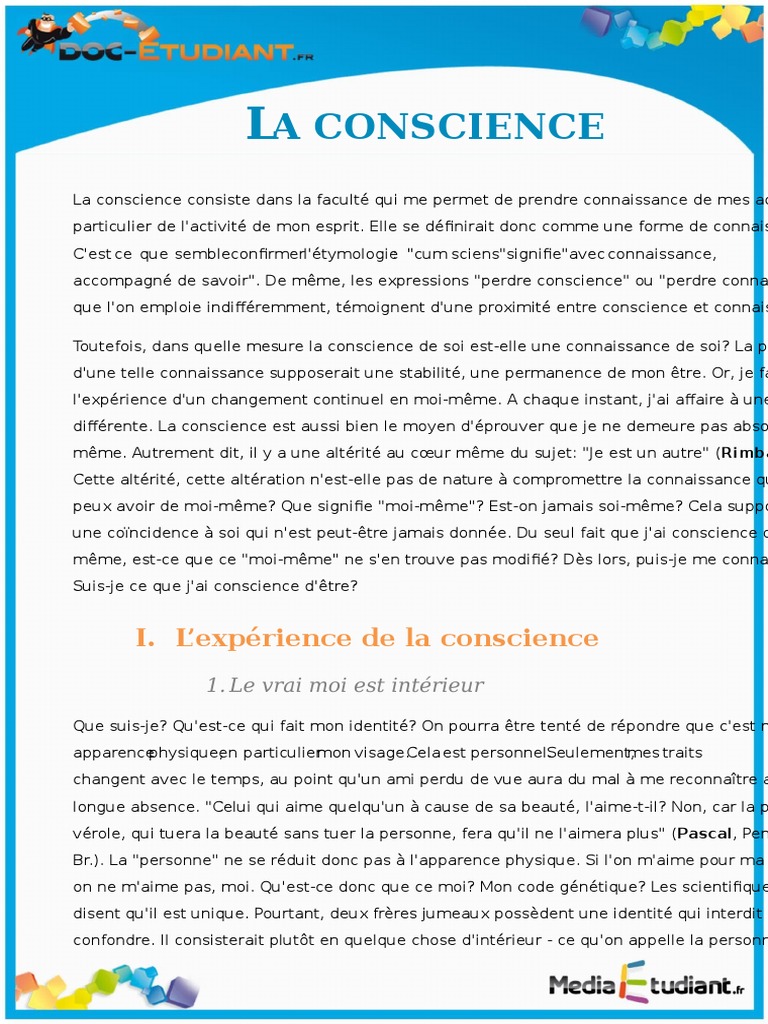 dissertation sur la conscience et l'inconscient pdf