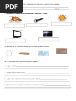 Prueba de Ciencias Naturales La Luz y El Sonido