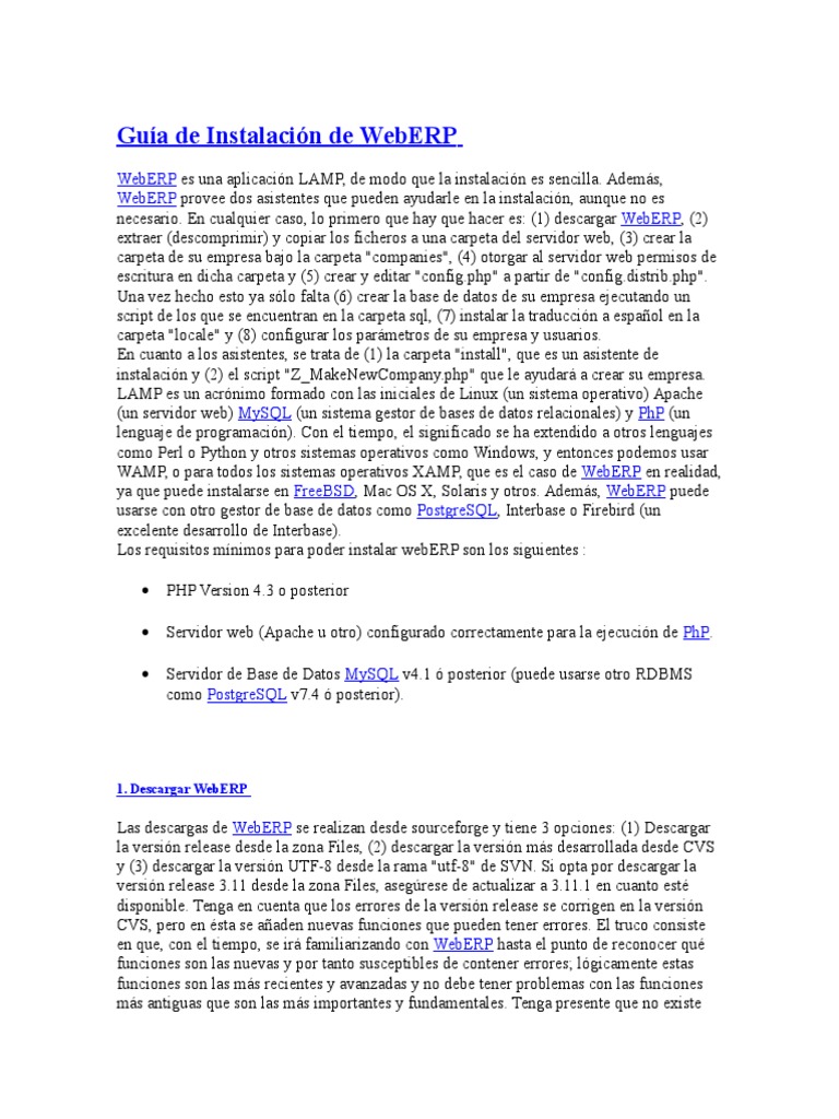 Guía de Instalación de WebERP | PDF | Archivo de computadora | Traducciones