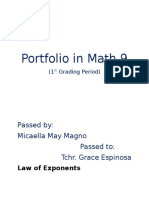 Portfolio in Math 9: Passed By: Micaella May Magno Passed To: Tchr. Grace Espinosa
