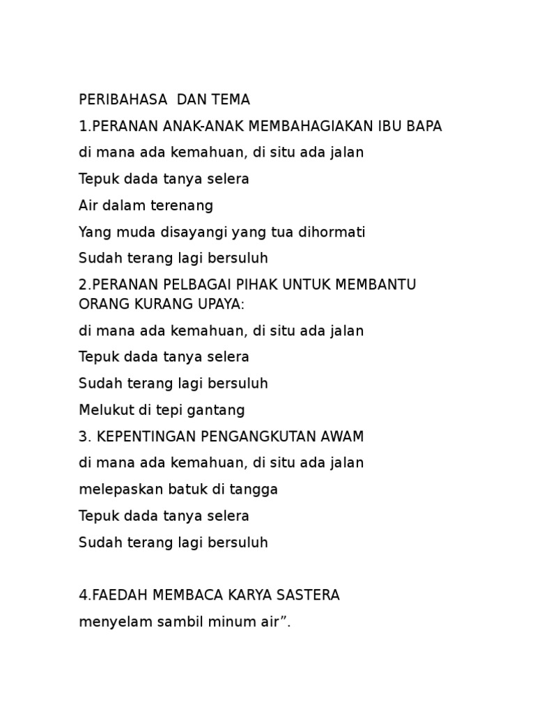 Peribahasa Mengikut Tema Pdf