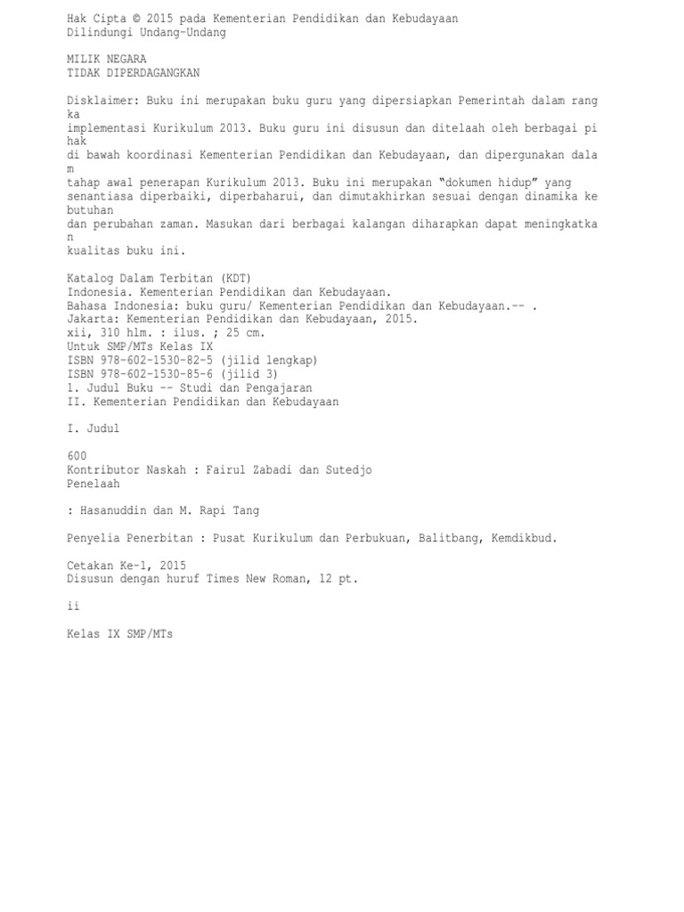275588339 Buku Pegangan Guru Bahasa Indonesia SMP Kelas 9 Kurikulum