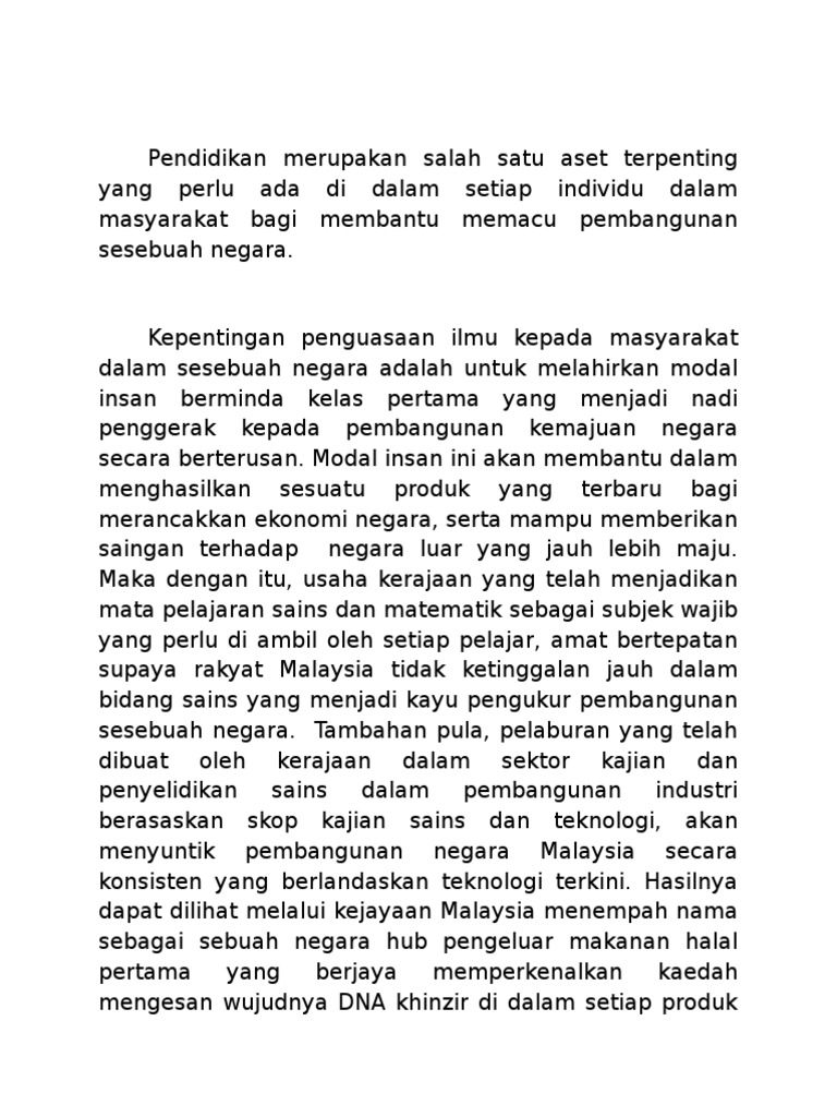 Apakah Kepentingan Pendidikan Terhadap Pembangunan Negara Malaysia Pdf