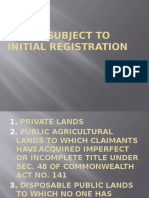 Lands Subject To Initial Registration