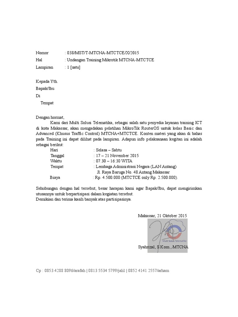 Surat Undangan Training
