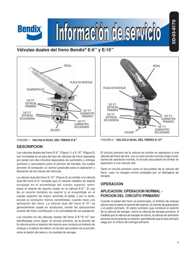 segundo Objetado Unidad Valvula Pedal de Freno PDF | PDF | Tornillo | Tanques
