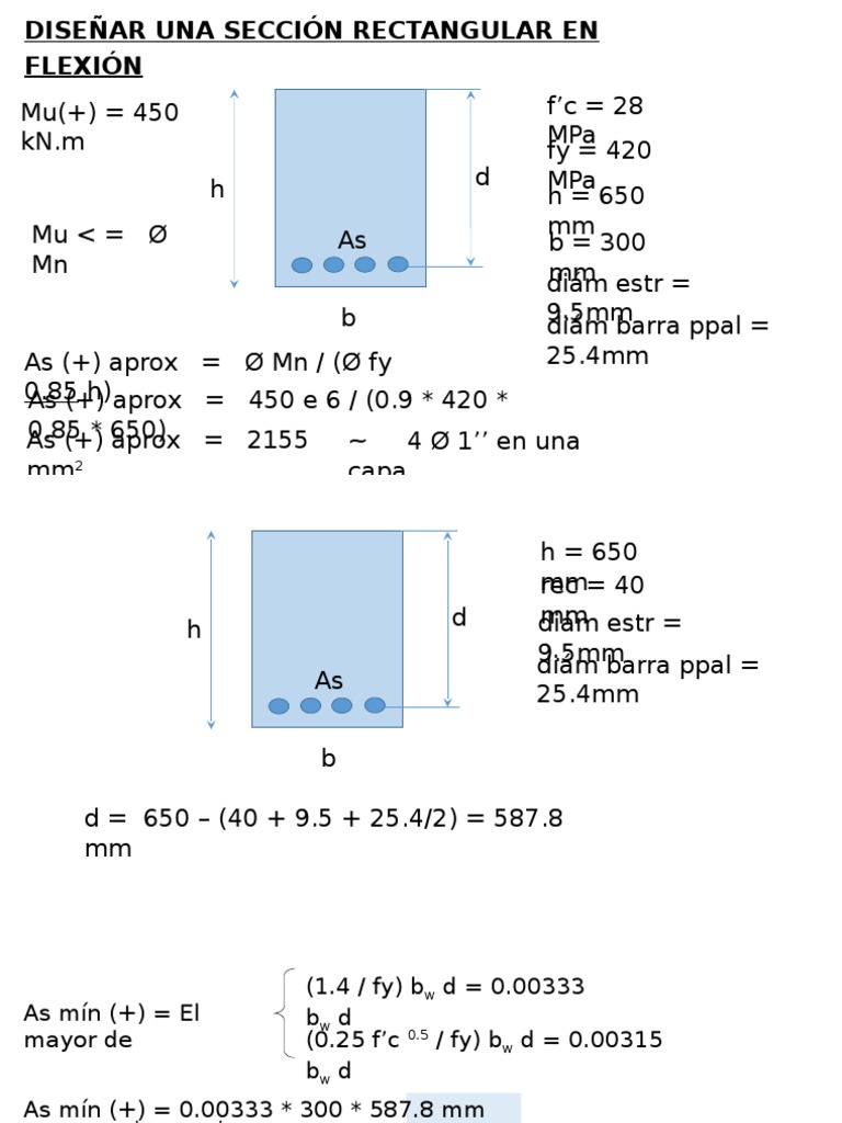 Diseño de Una Sección Rectangular Sometida A Flexion | PDF | Ingeniería ...