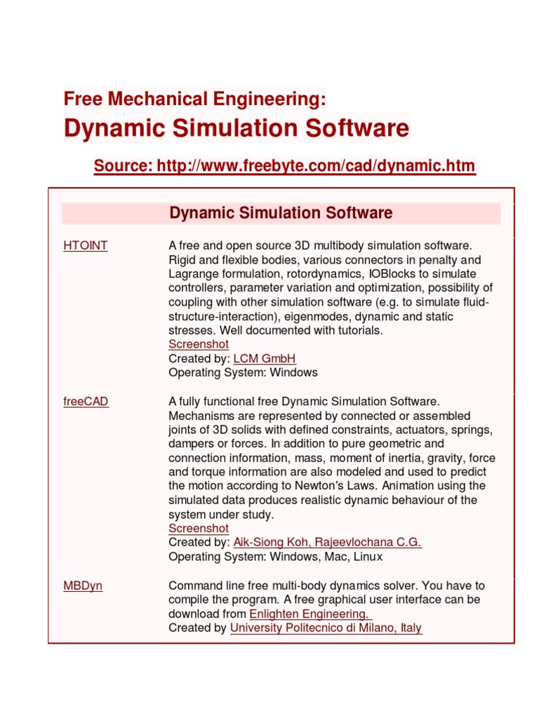 Free Mechanical Engineering Software List | PDF | Numerical Control ...