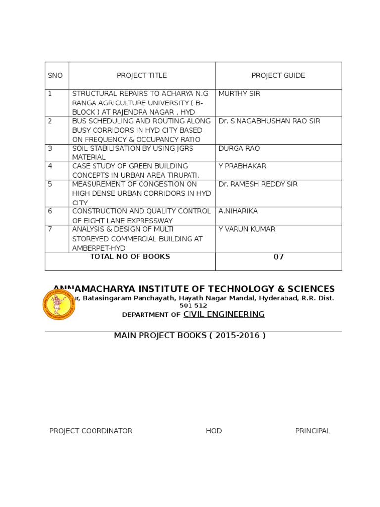 Civil Engineering Project Titles 2015-2016 | PDF