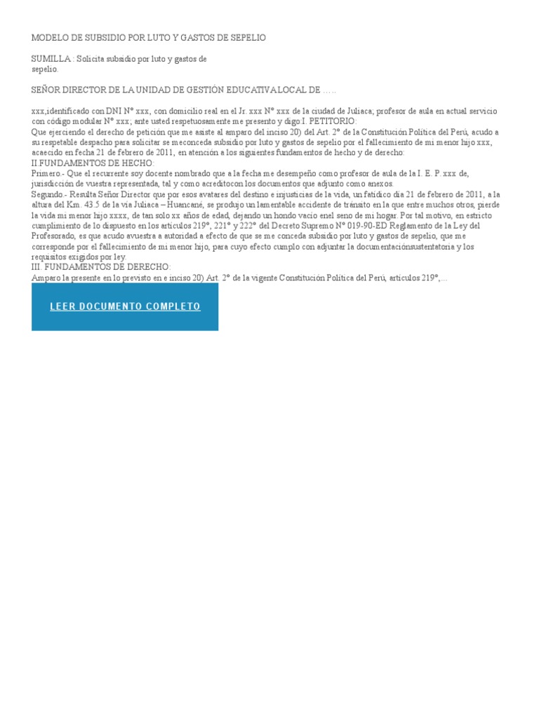 Modelo Solicitud Luto Pdf