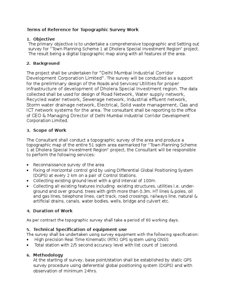 Terms of Reference for Survey Work Rev 1 Surveying Global