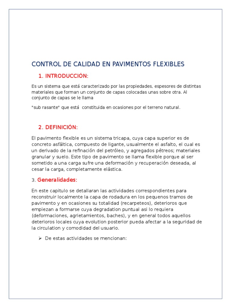 Control de Calidad en Pavimentos Flexibles | PDF | Calidad (comercial ...