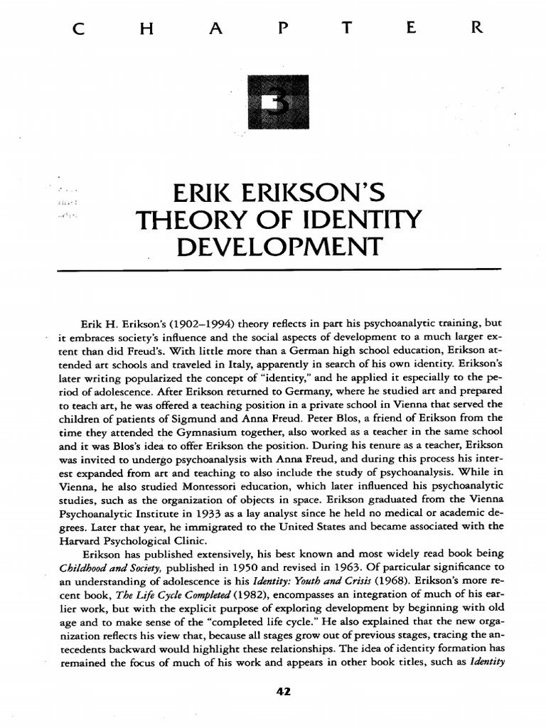 Theory of Identity Erikson Identity (Social Science) Adolescence