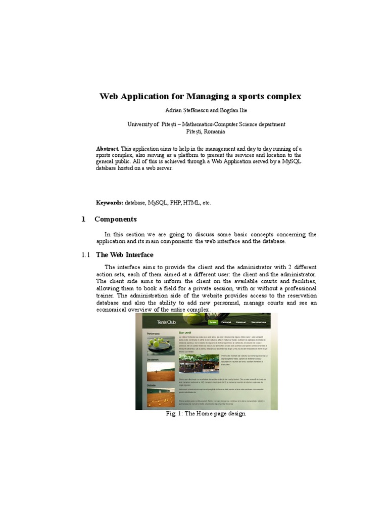 Sports Complex Management Web App | PDF | Web Application | Databases