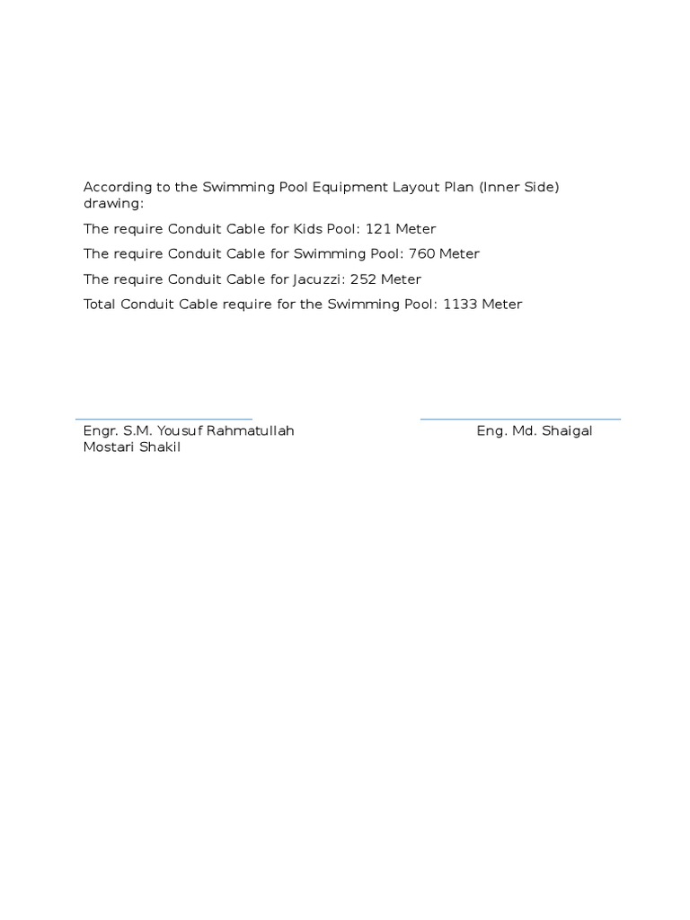 Swimming Pool Electrical Wire Measurement | PDF | Power Engineering ...