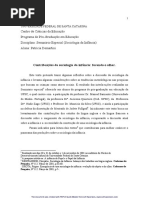 Contribuições da sociologia da infância: focando o olhar.