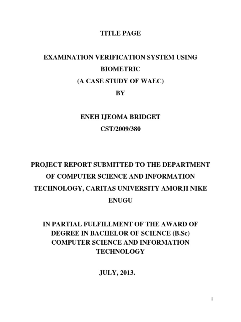 WAEC Biometric Exam Verification System | PDF | Biometrics | Computing
