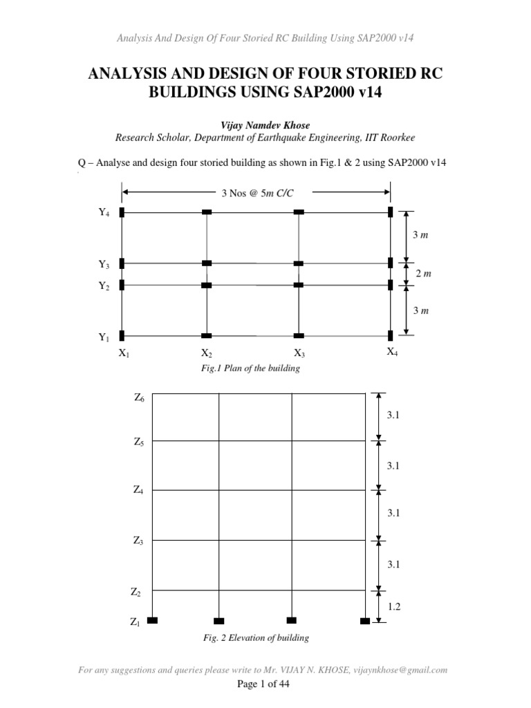 Four-Story RC Building Analysis with SAP14 | PDF | Cartesian Coordinate ...