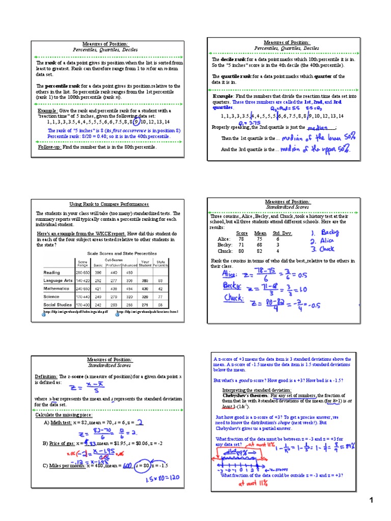 Measures of Position: Ranks & Scores | PDF | Percentile | Median