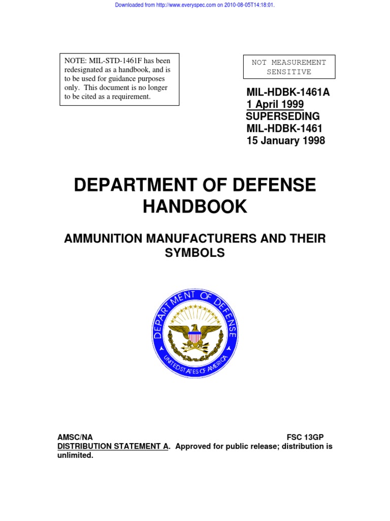 Mil Hdbk 1461a Ammo Manufacturer And Symbol Aerospace Companies