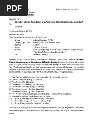 Surat Lamaran Pegadaian