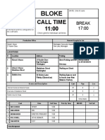 2nd of June Call Sheet