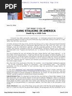 Recorded Case No. 15-03984 EXHIBIT Re Gang Stalking in America, Death by a Thousand Cuts DECLARATION of June 22, 2016