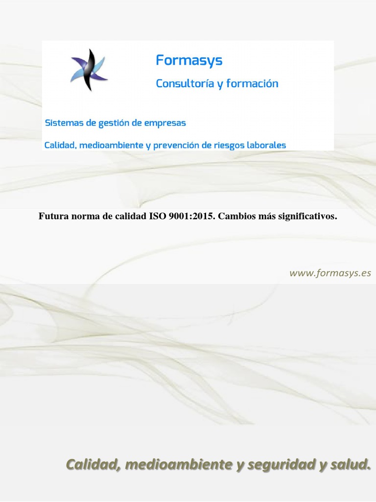 ISO 9001 2015. Cambios Mas Significativos | PDF | Sistema de manejo de ...