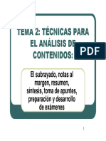 El Subrayado, Notas Al Margen, Resumen, Síntesis, Toma de Apuntes, Preparación y Desarrollo de Exámenes