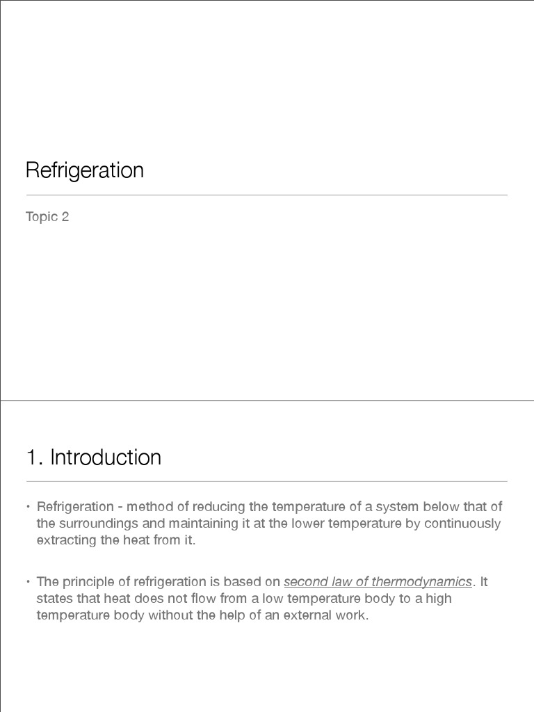 Topic 2 Refrigeration Notes PDF Gas Compressor Refrigeration