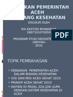 Kebijakan Pemerintah Aceh Tentang Kesehatan