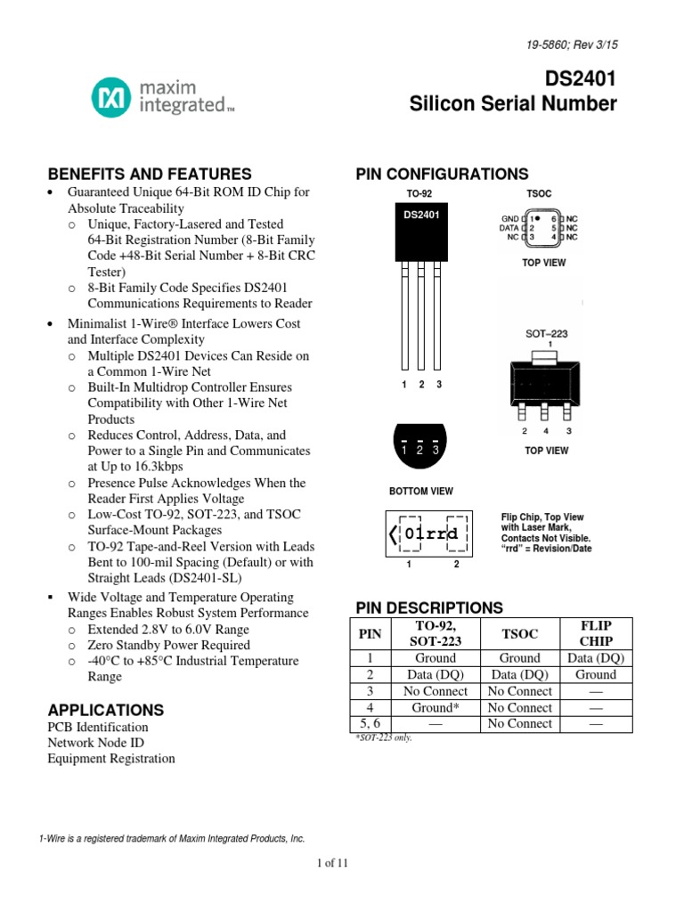 DS2401.pdf | Computer Hardware | Computer Engineering