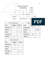 Case Preposition Usage: Declensions Study Sheet