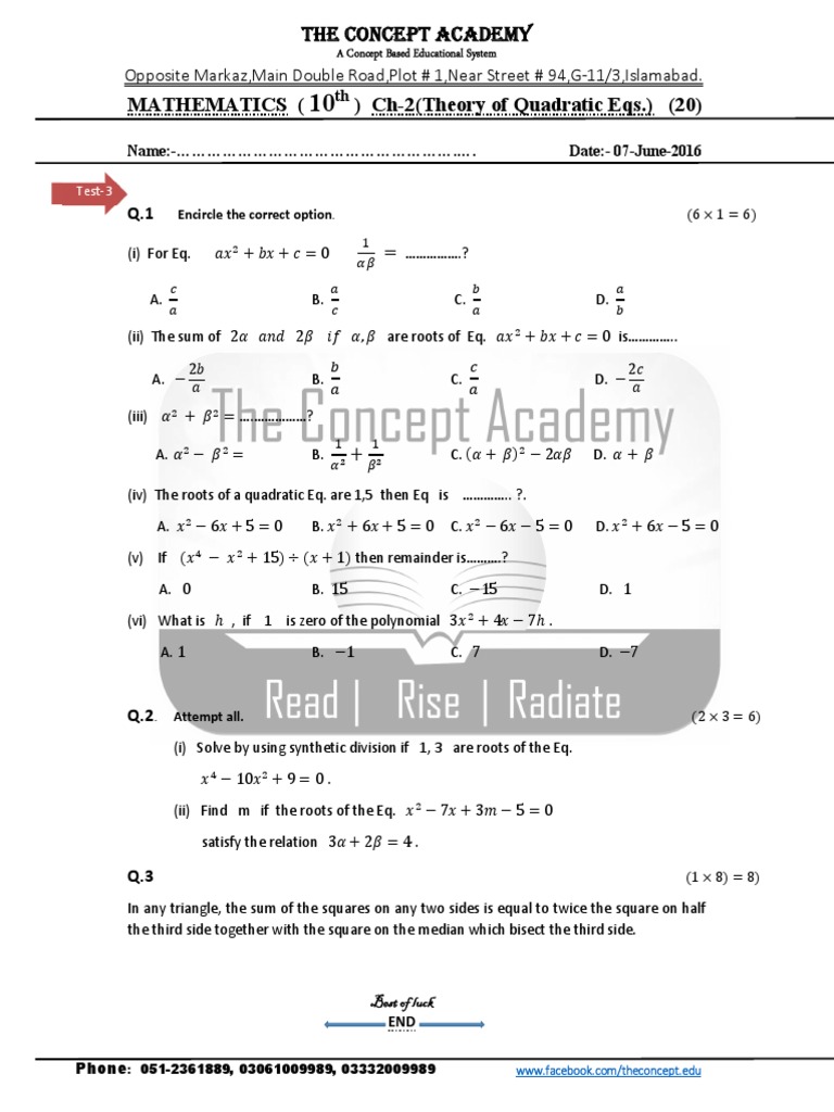 Test # 3,10th Math (2.3-2.6) | PDF | Numerical Analysis | Discrete ...